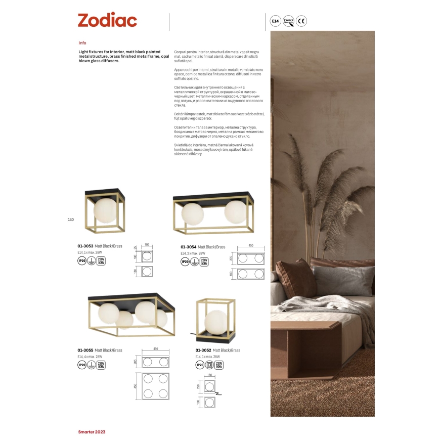 Redo 01-3053 - Iluminação de teto ZODIAC 1xE14/28W/230V