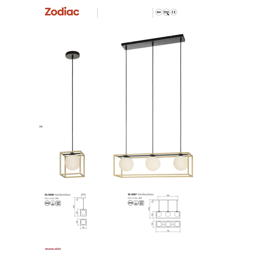 Redo 01-3056 - Candelabro suspenso ZODIAC 1xE14/28W/230V