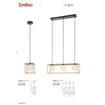 Redo 01-3057 - Candelabro suspenso ZODIAC 3xE14/28W/230V