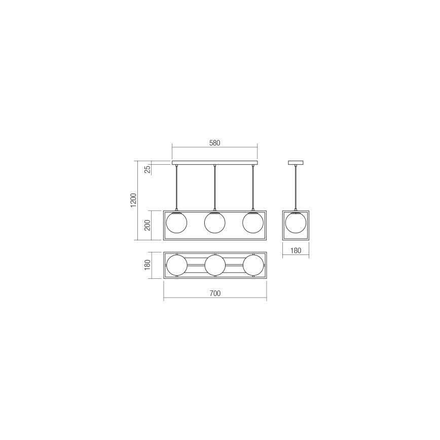 Redo 01-3057 - Candelabro suspenso ZODIAC 3xE14/28W/230V