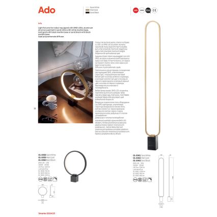 Redo 01-3061 - Candeeiro de chão LED com regulação ADO LED/24W/230V branco