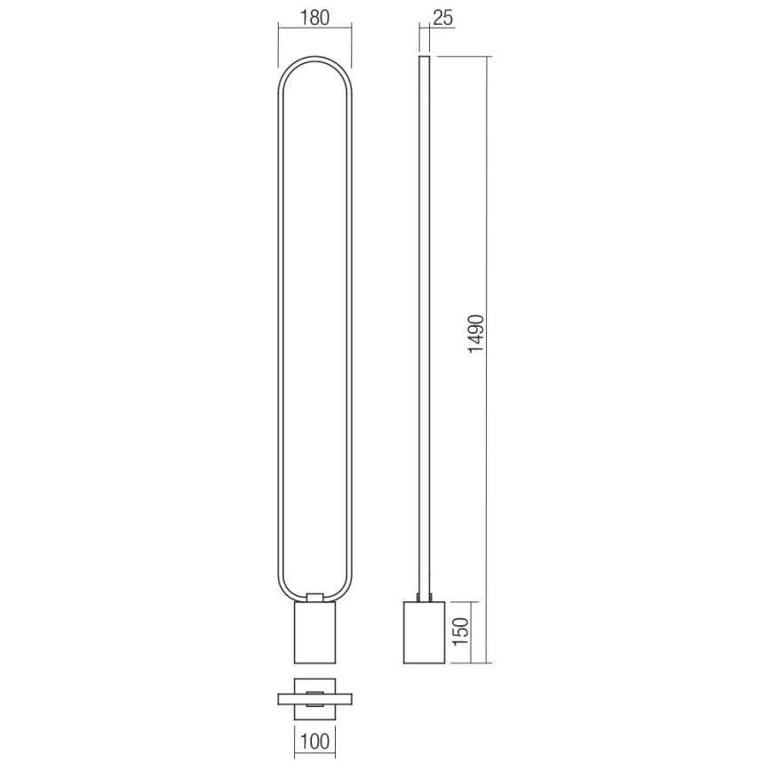 Redo 01-3063 - Candeeiro de chão LED com regulação ADO LED/24W/230V preto