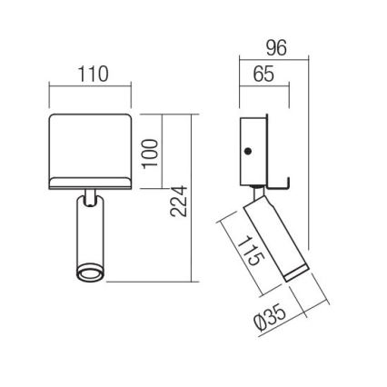 Redo 01-3084 - Foco de parede LED PANEL LED/3,5W/230V USB preto