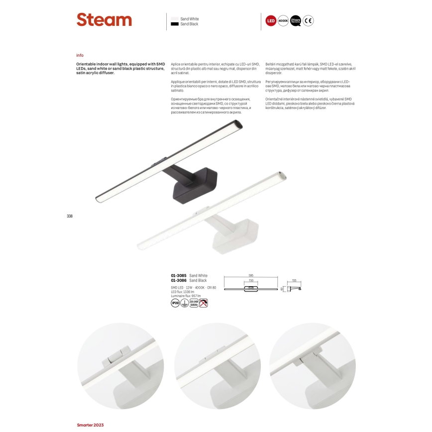 Redo 01-3085 - Iluminação de ilustração LED STEAM LED/12W/230V branco
