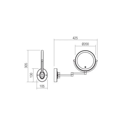 Redo 01-3087 -Espelho de maquilhagem LED regulável SELFIE LED/7W/230V 3000/4000/6000K branco