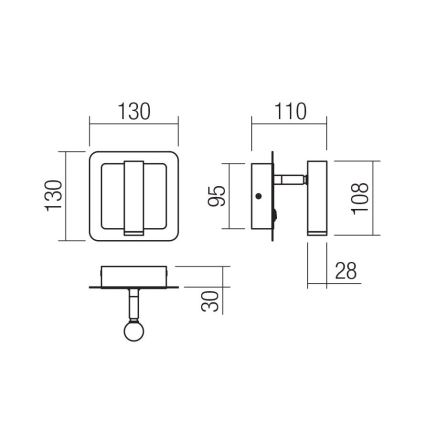 Redo 01-3092 - Foco de parede LED CLOSER LED/6W/230V preto