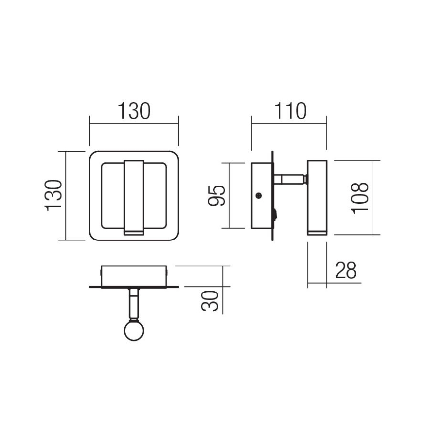 Redo 01-3092 - Foco de parede LED CLOSER LED/6W/230V preto