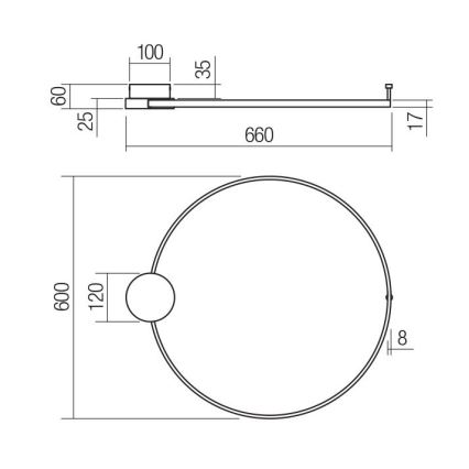 Redo 01-3103 - Iluminação de parede LED ATOM LED/20W/230V diâmetro 60 cm