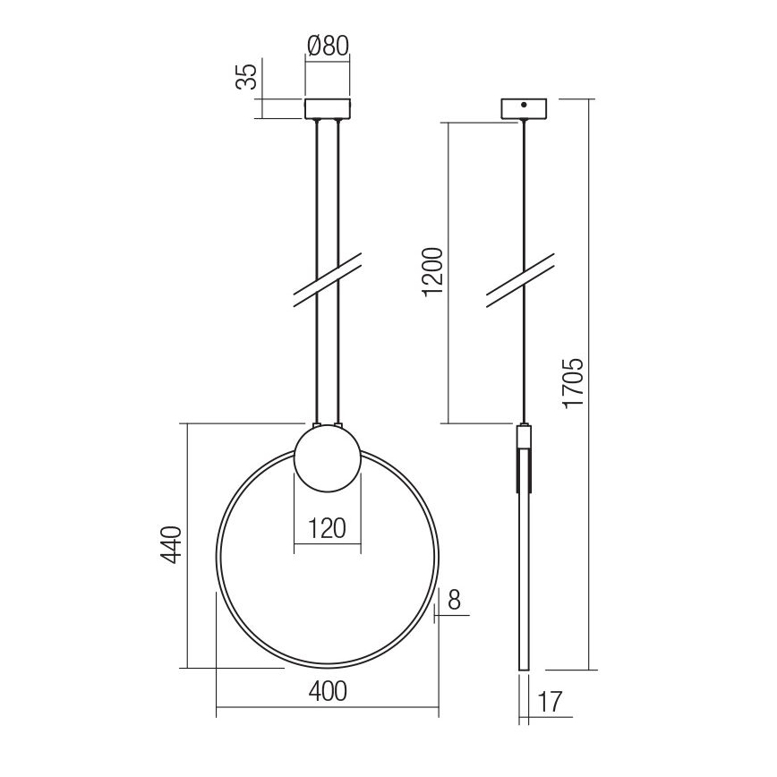 Redo 01-3106 - Candelabro suspenso LED ATOM LED/11W/230V diâmetro 40 cm