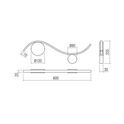 Redo 01-3109 - Iluminação de parede LED WAVE LED/9W/230V latão