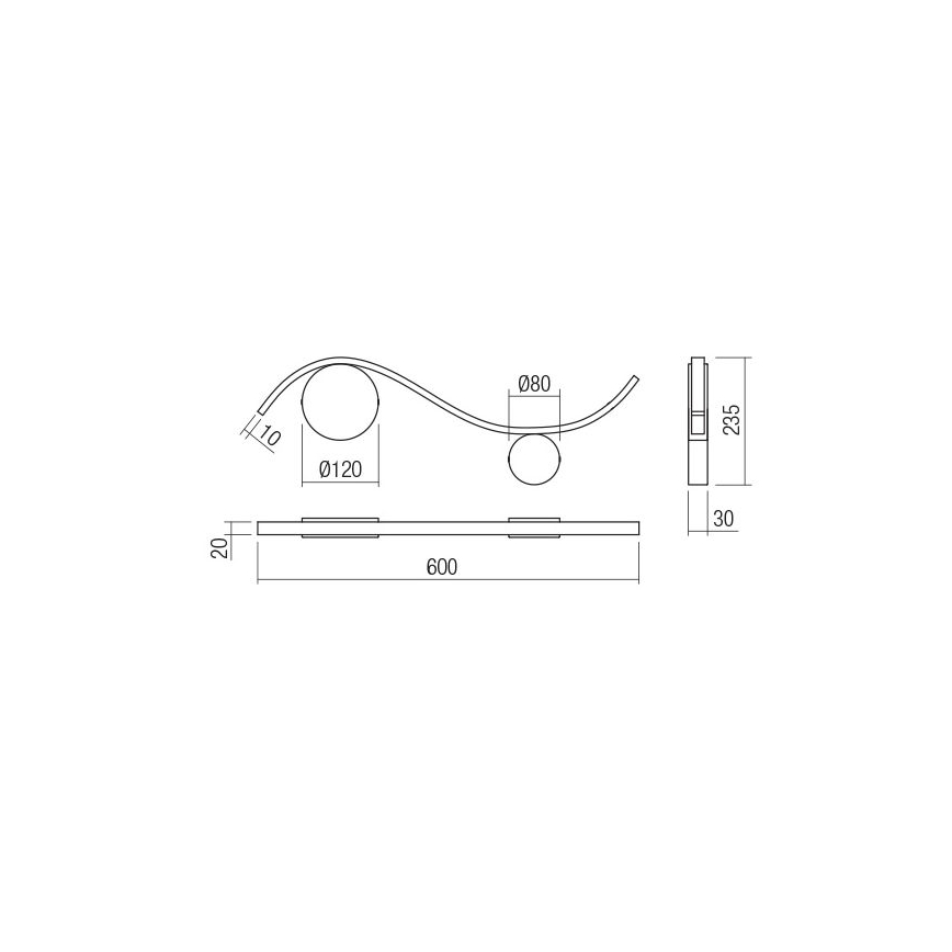 Redo 01-3109 - Iluminação de parede LED WAVE LED/9W/230V latão
