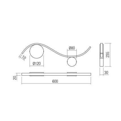 Redo 01-3110 - Iluminação de parede LED WAVE LED/9W/230V preto