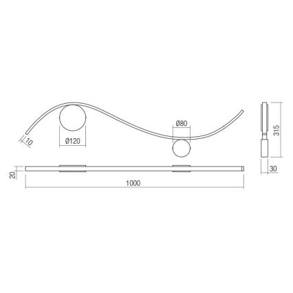 Redo 01-3112 - Iluminação de parede LED WAVE LED/11W/230V latão