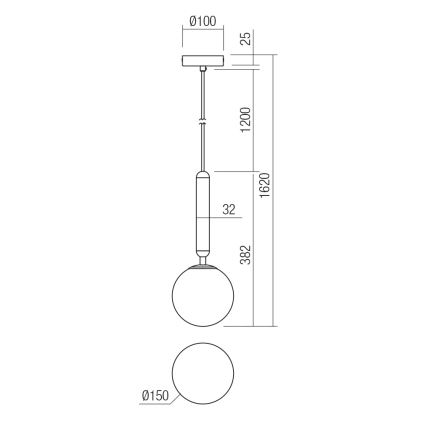 Redo 01-3130 - Candeeiro suspenso HAIKU 1xE14/28W/230V diâmetro 15 cm latão
