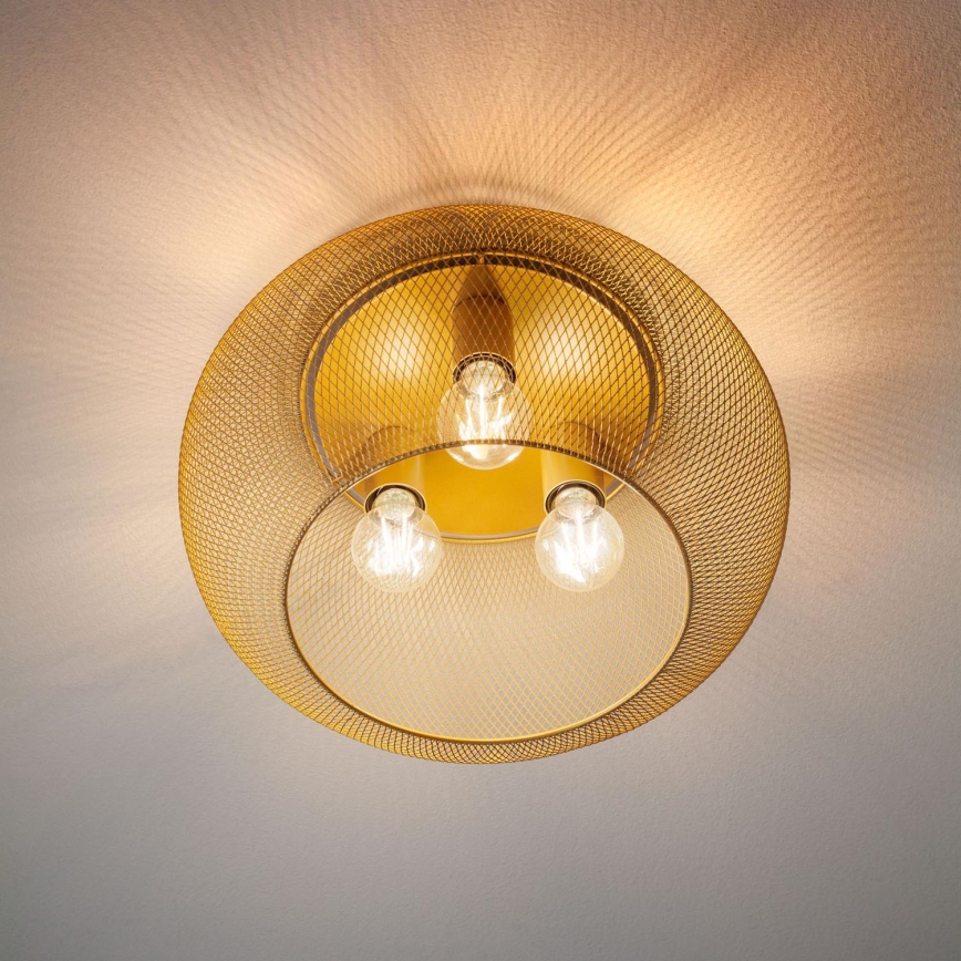 Redo 01-3139 - Iluminação de teto CROKET 3xE27/42W/230V diâmetro 40 cm dourada