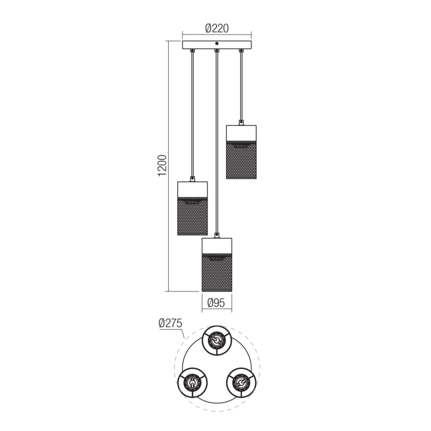 Redo 01-3142 - Candelabro suspenso STEM 3xE27/42W/230V