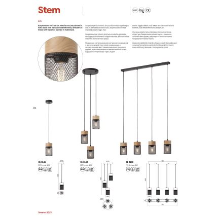 Redo 01-3143 - Candelabro suspenso STEM 4xE27/42W/230V