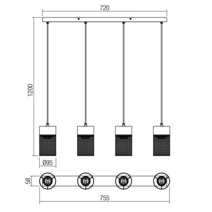 Redo 01-3143 - Candelabro suspenso STEM 4xE27/42W/230V