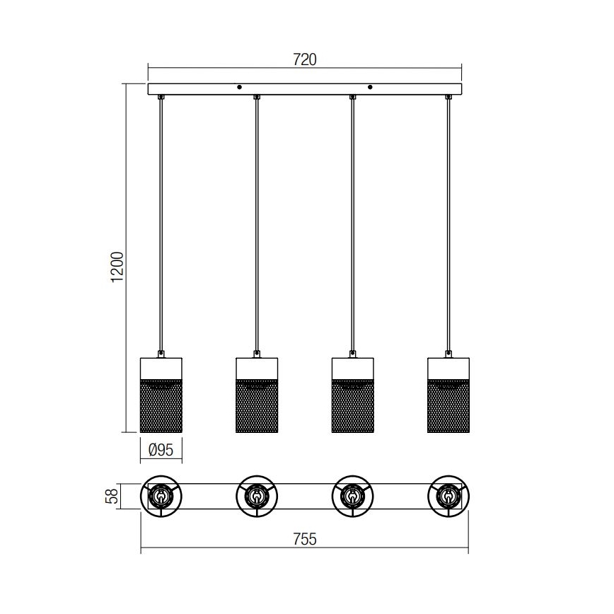 Redo 01-3143 - Candelabro suspenso STEM 4xE27/42W/230V