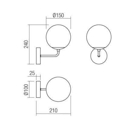 Redo 01-3147 - Iluminação de parede BOWLING 1xE27/42W/230V dourada
