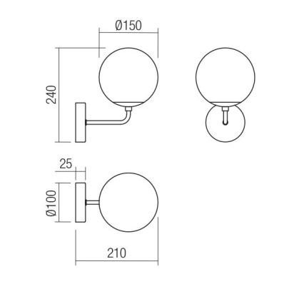 Redo 01-3148 - Iluminação de parede BOWLING 1xE27/42W/230V preto