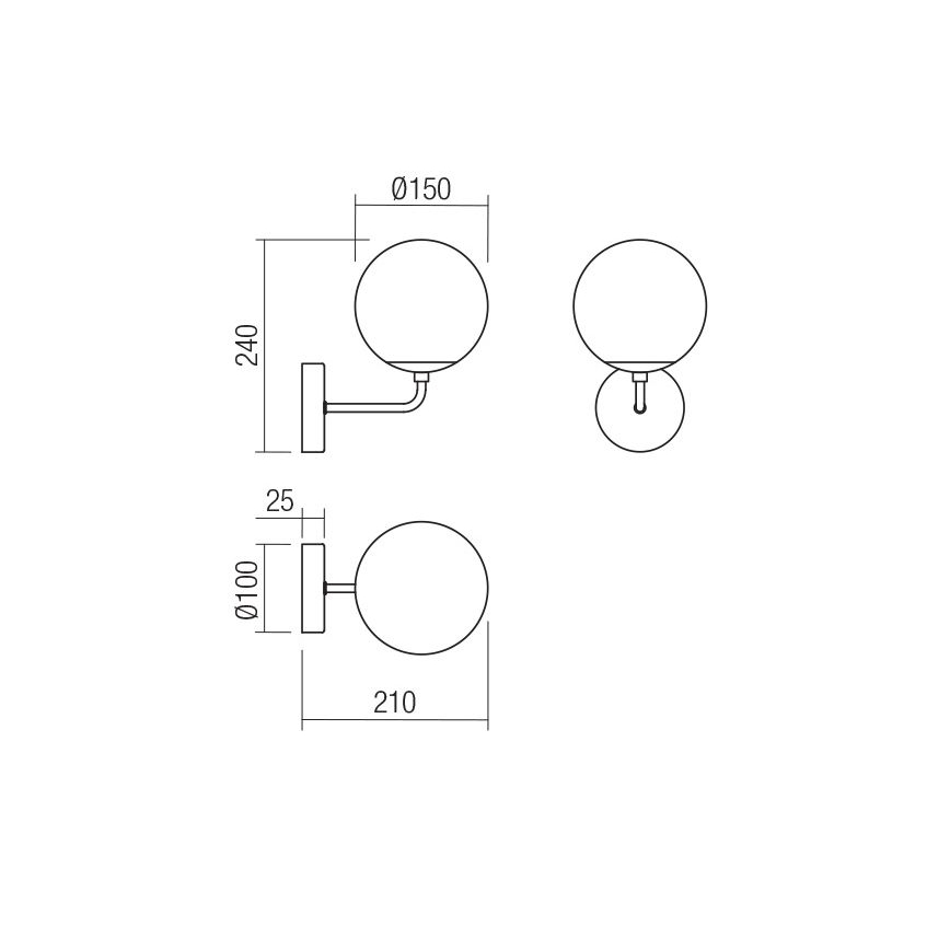 Redo 01-3148 - Iluminação de parede BOWLING 1xE27/42W/230V preto