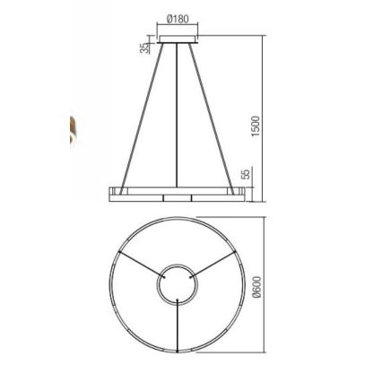 Redo 01-3172 - Candelabro suspenso LED com regulação CASTLE LED/36W/230V dourada