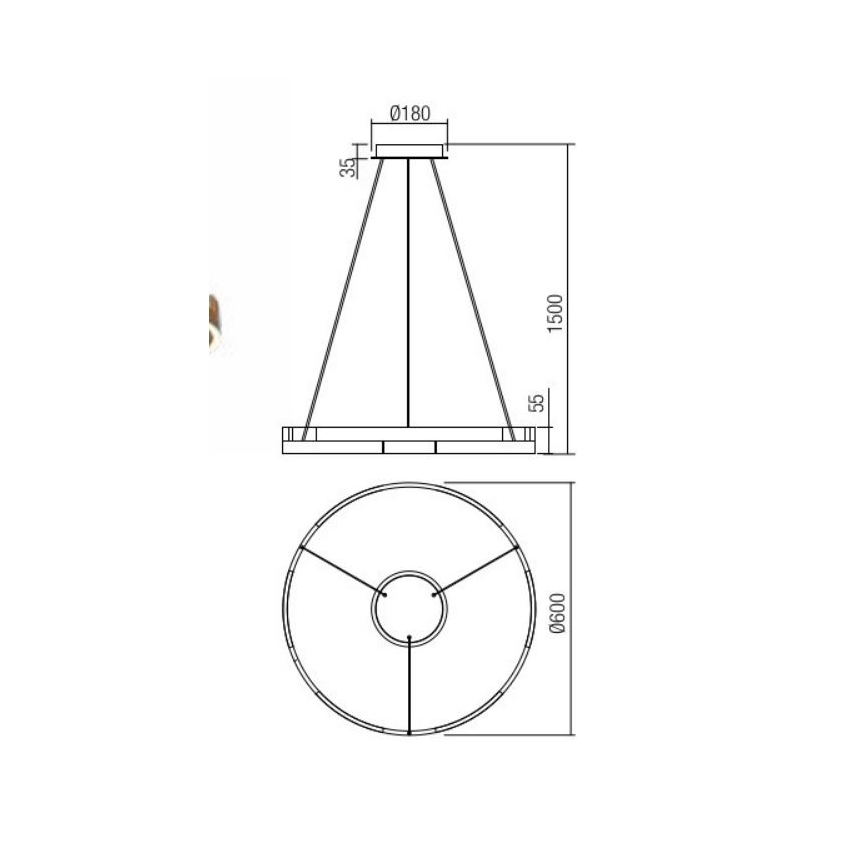 Redo 01-3172 - Candelabro suspenso LED com regulação CASTLE LED/36W/230V dourada