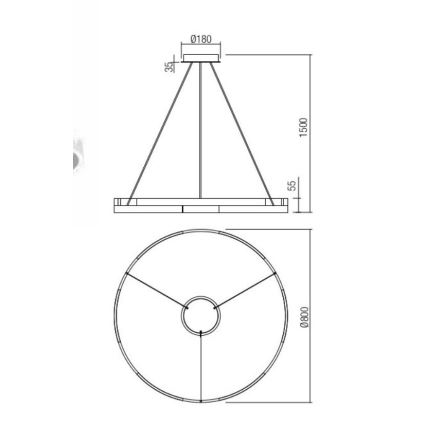 Redo 01-3175 - Candelabro suspenso LED com regulação CASTLE LED/45W/230V dourada