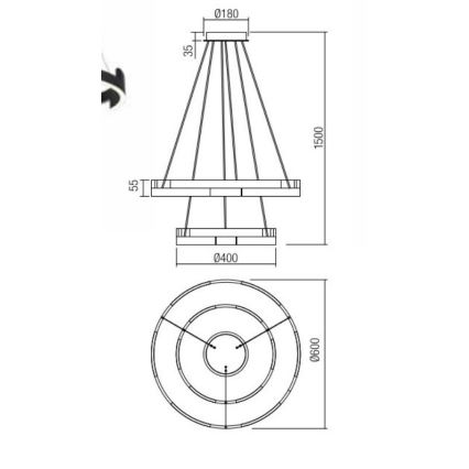Redo 01-3178 - Candelabro suspenso LED com regulação CASTLE LED/60W/230V dourada