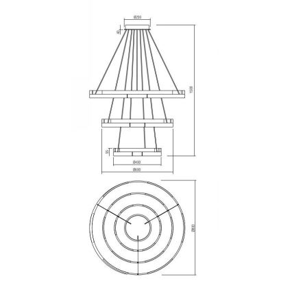 Redo 01-3181 - Candelabro suspenso LED com regulação CASTLE LED/80W/230V dourada