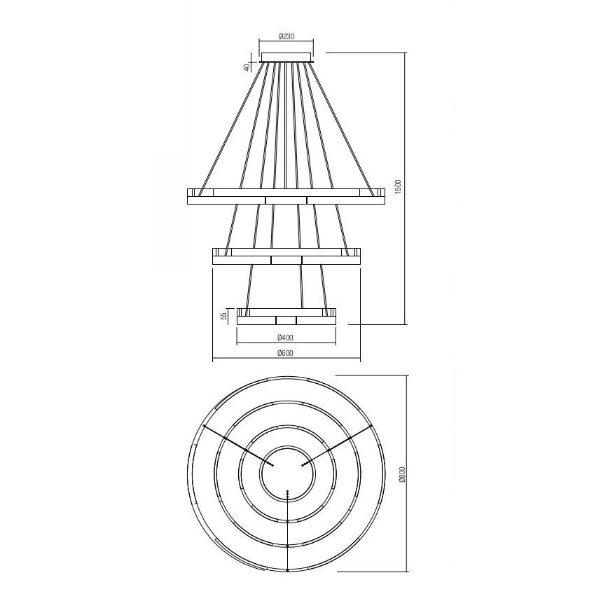 Redo 01-3181 - Candelabro suspenso LED com regulação CASTLE LED/80W/230V dourada