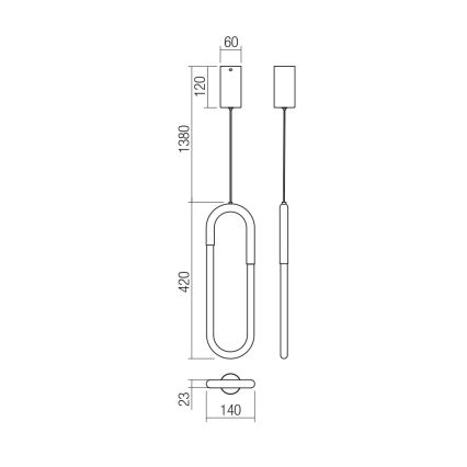 Redo 01-3184 - Candelabro suspenso LED com regulação LATIUM LED/9W/230V preto