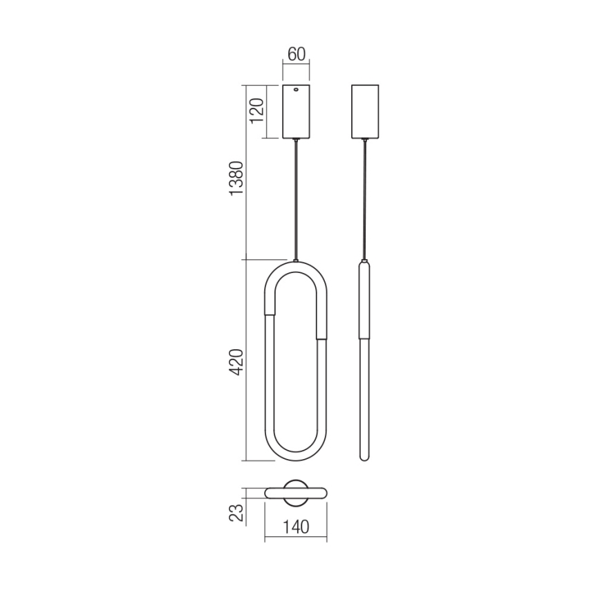 Redo 01-3184 - Candelabro suspenso LED com regulação LATIUM LED/9W/230V preto