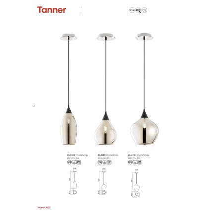 Redo 01-3189 - Candelabro suspenso TANNER 1xE14/28W/230V diâmetro 12 cm