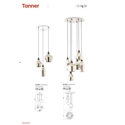 Redo 01-3192 - Candeeiro suspenso TANNER 3xE14/28W/230V diâmetro 37,6 cm