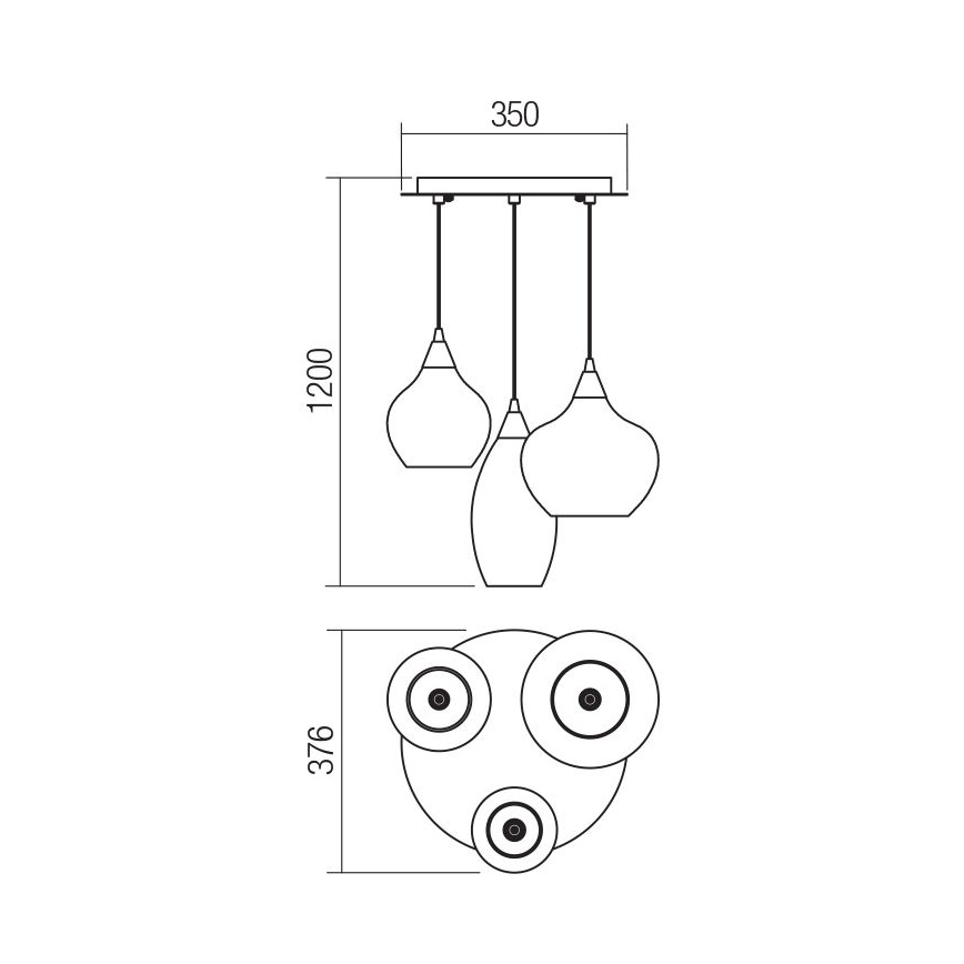 Redo 01-3192 - Candeeiro suspenso TANNER 3xE14/28W/230V diâmetro 37,6 cm
