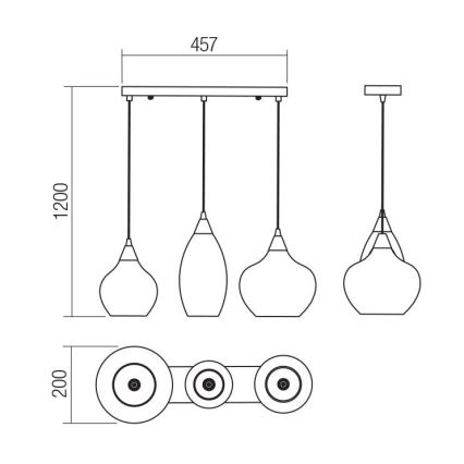 Redo 01-3193 - Candelabro suspenso TANNER 3xE14/28W/230V