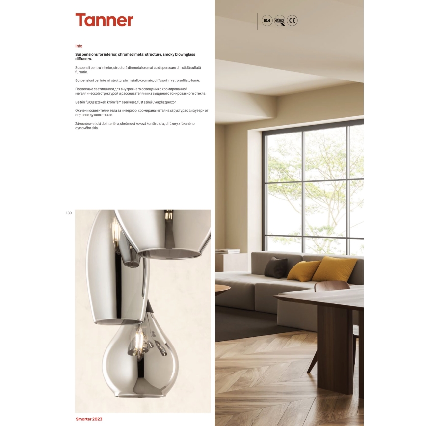 Redo 01-3195 - Candelabro suspenso TANNER 8xE14/28W/230V