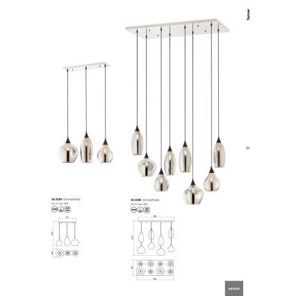 Redo 01-3195 - Candelabro suspenso TANNER 8xE14/28W/230V
