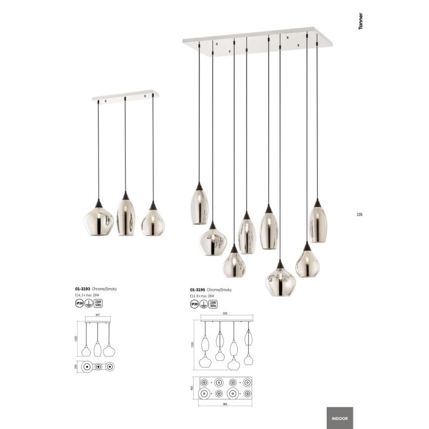Redo 01-3195 - Candelabro suspenso TANNER 8xE14/28W/230V