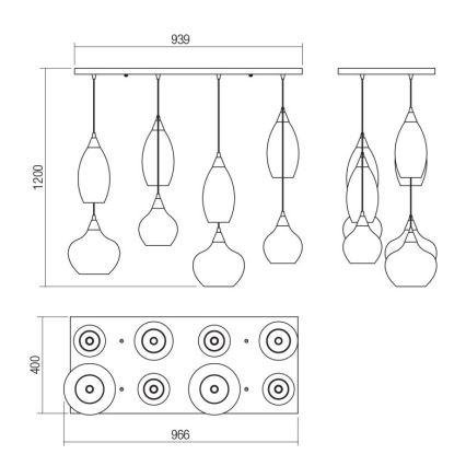 Redo 01-3195 - Candelabro suspenso TANNER 8xE14/28W/230V