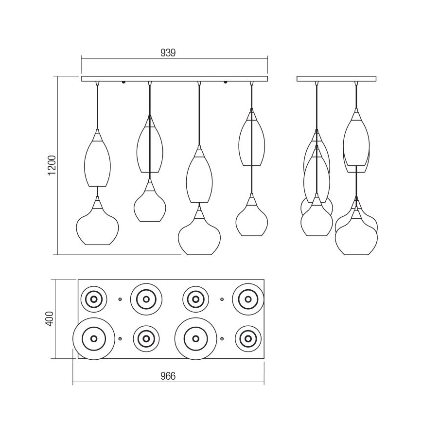 Redo 01-3195 - Candelabro suspenso TANNER 8xE14/28W/230V