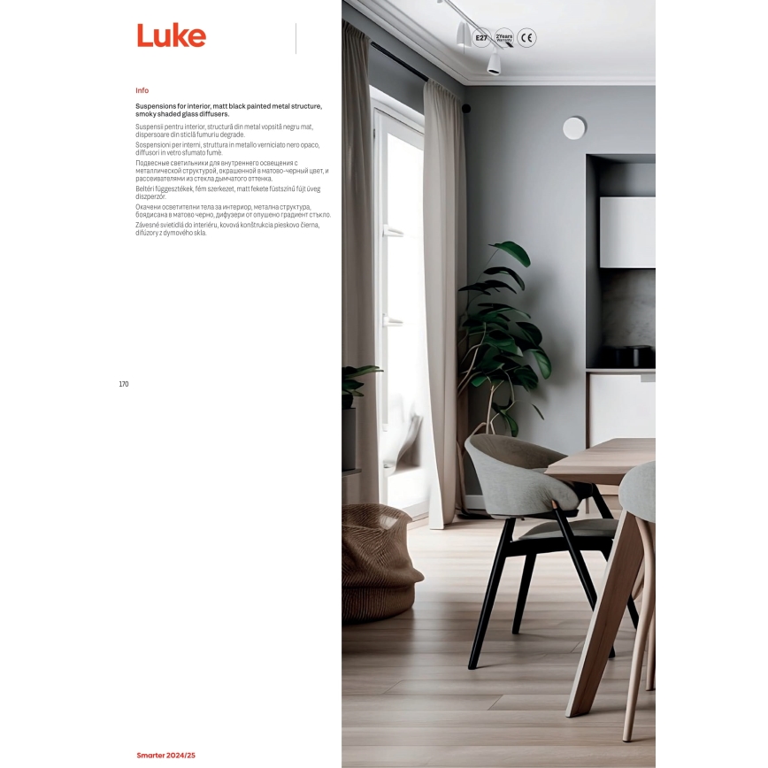 Redo 01-3197 - Candeeiro suspenso LUKE 3xE27/42W/230V diâmetro 46 cm preto