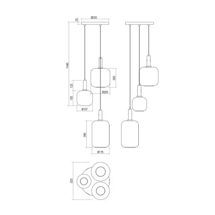 Redo 01-3198 - Candelabro suspenso BRINA 3xE27/23W/230V