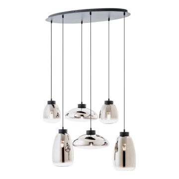 Redo 01-3212 - Candeeiro suspenso LUKE 6xE27/42W/230V preto