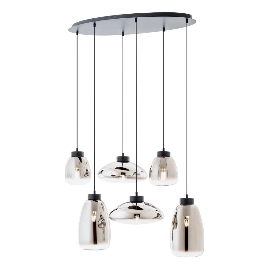Redo 01-3212 - Candeeiro suspenso LUKE 6xE27/42W/230V preto