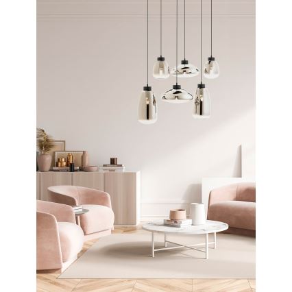 Redo 01-3212 - Candeeiro suspenso LUKE 6xE27/42W/230V preto