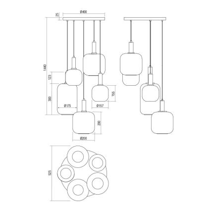 Redo 01-3214 - Candelabro suspenso BRINA 5xE27/23W/230V