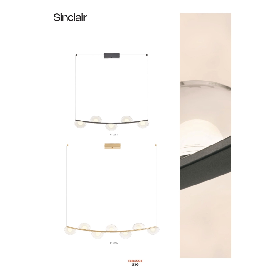 Redo 01-3243 - Candelabro suspenso LED com regulação SINCLAIR LED/35W/230V CRI 93 IP21 dourada